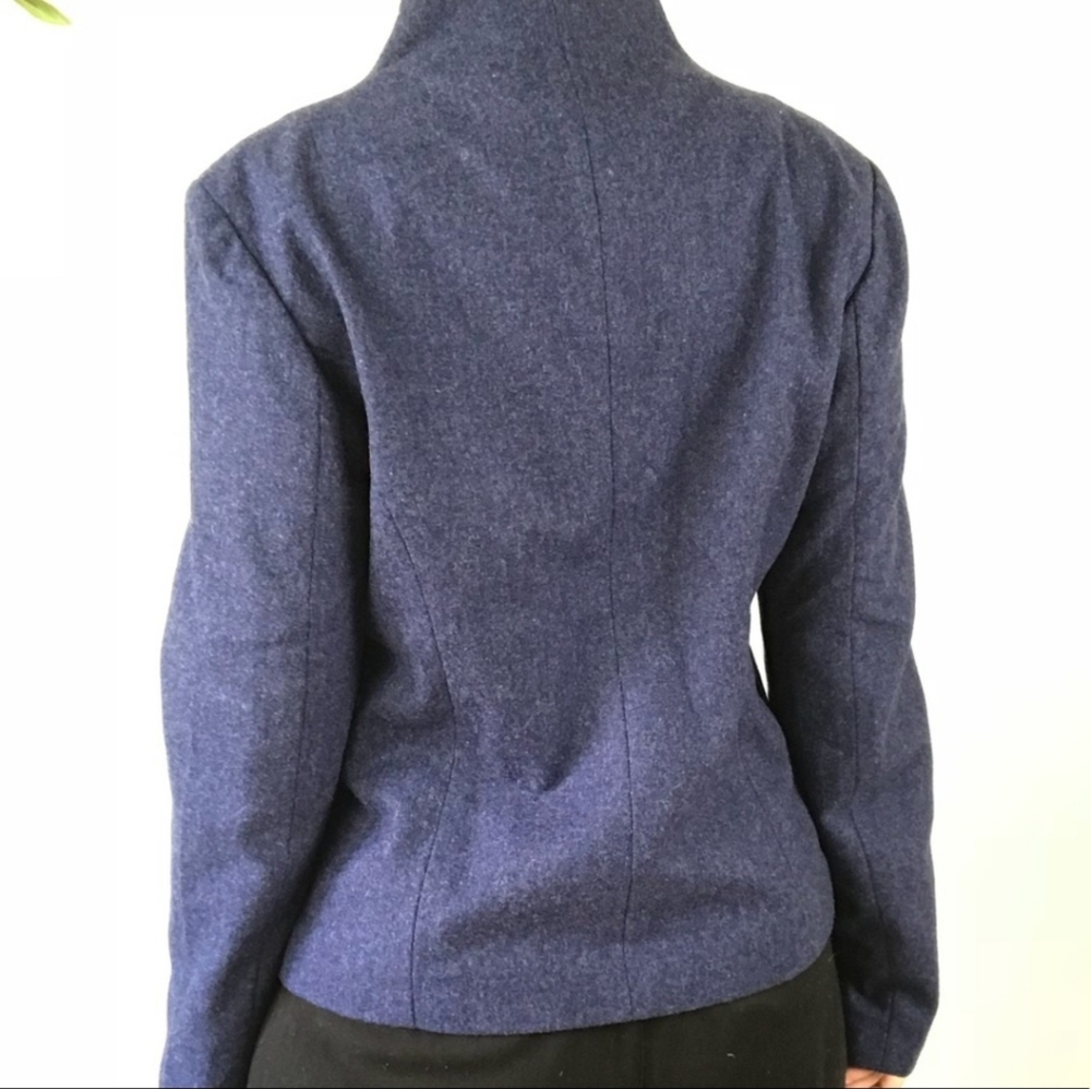 Orvis Wool Stand Collar Button Front Lined Blazer… - image 3